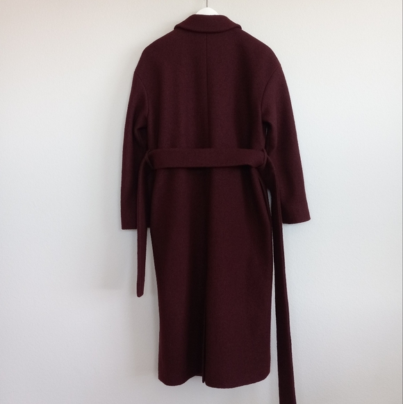 COS Burgundy Wool Wrap Belted Long Coat - Picture 7 of 16
